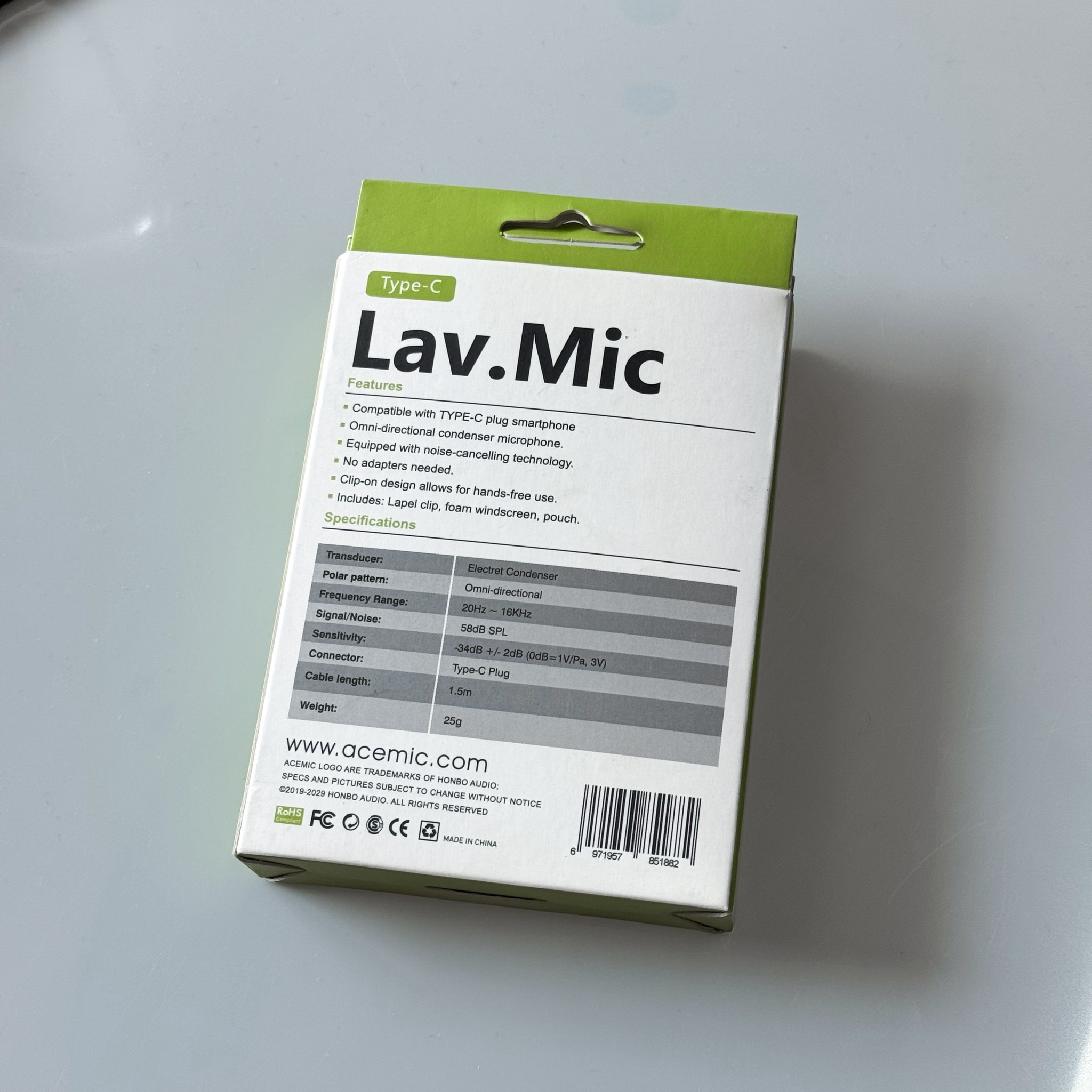ของแท้ | ACEMIC Lav.Mic M1-B ไมค์หนีบปกเสื้อสำหรับสมาร์ทโฟน (Type-C) เก็บเสียงรอบทิศทาง + ระบบตัดเสียงรบกวน | ไมค์หนีบเสื้อ ส่งจากไทย