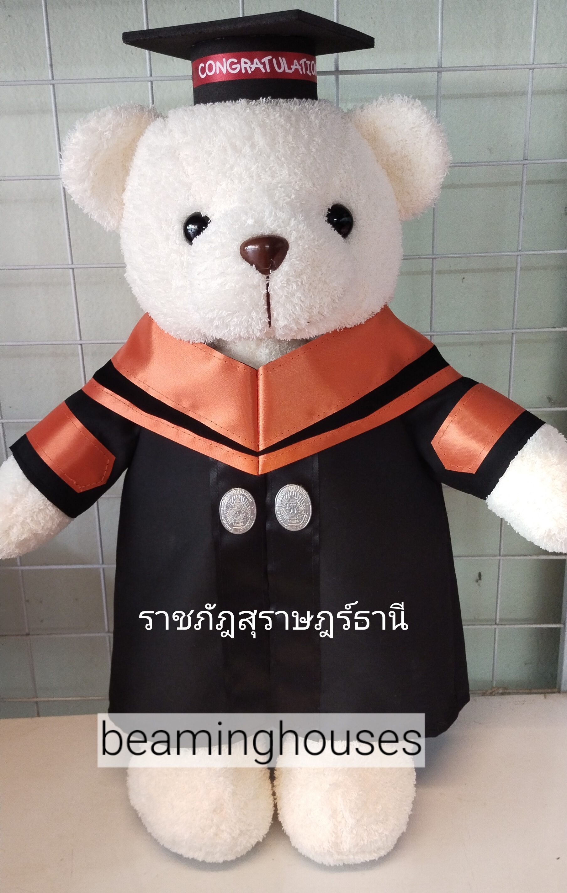 หมีรับปริญญาม.ราชภัฏสุราษฎร์ธานี สูง 45cm