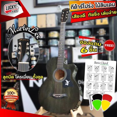 กีต้าร์โปร่ง Martin lee รุ่น ML-38C สีเทาดำ