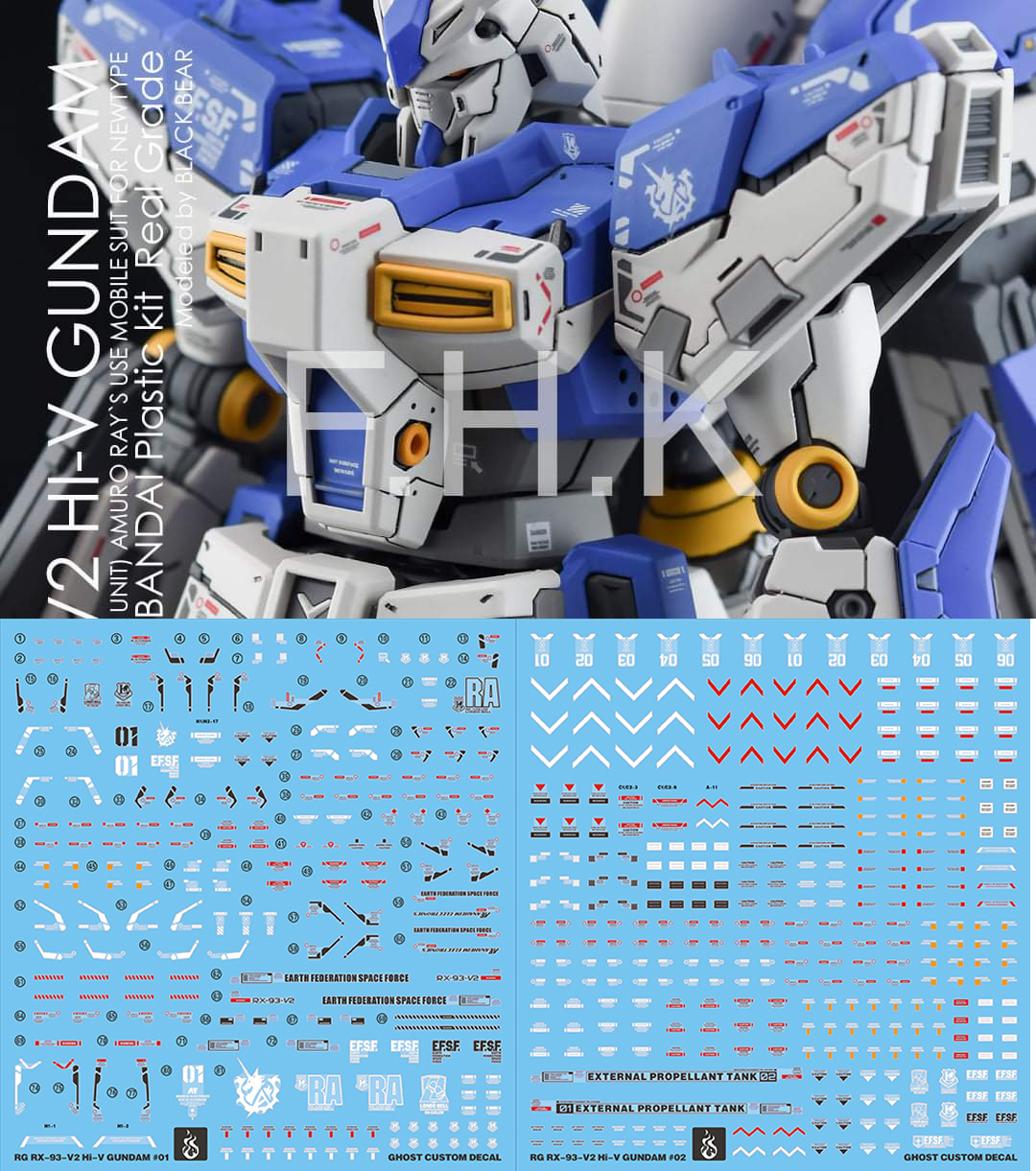 Water Decal 076 RG1/144 Hi-Nu Gundam ยี่ห่อ Ghost-Decal