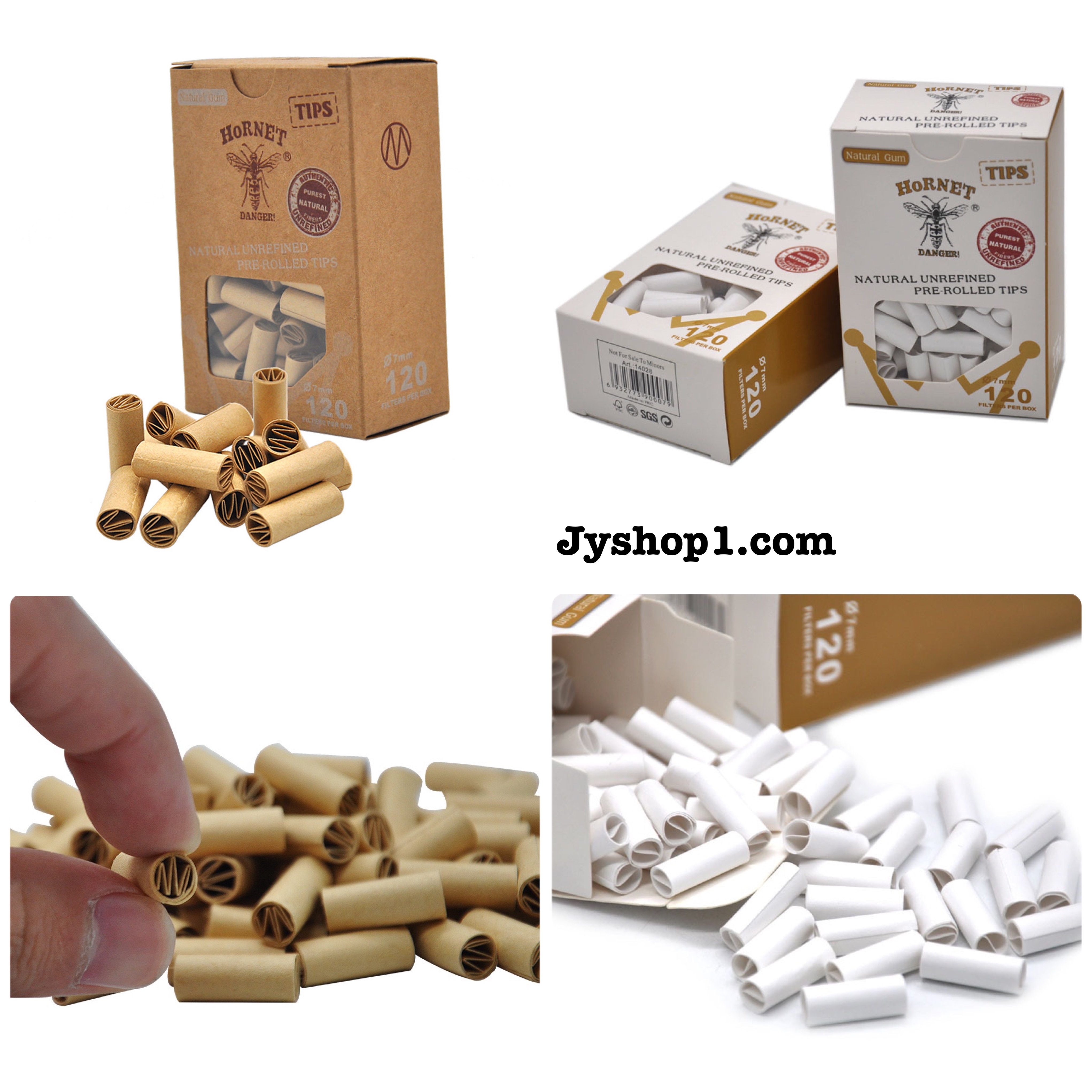 กระดาษก้นกรอง Hornet Tips 7 mm Natural สีน้ำตาลและสีขาว พร้อมส่ง ราคาถูก