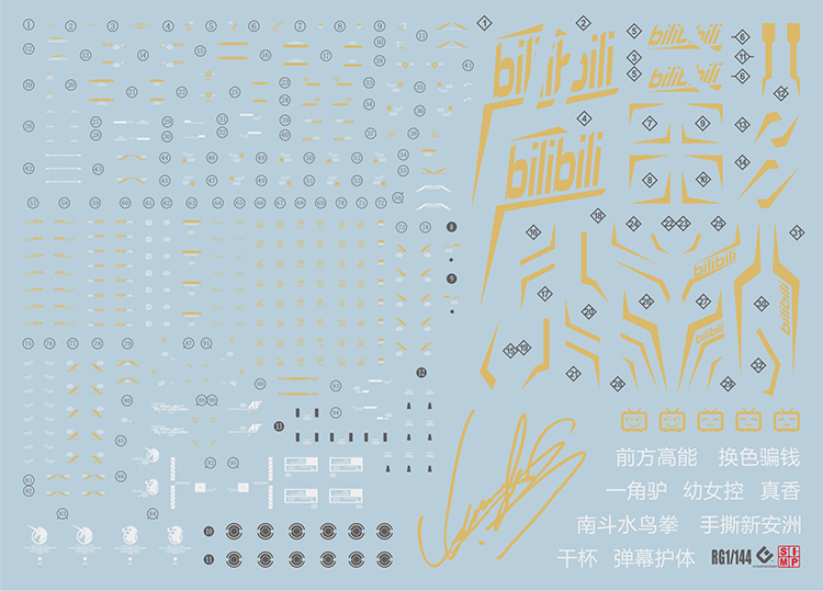 040 Water Decal RG1/144 Banshee Bilibili ยี่ห่อ S.I.M.P. Model Decal