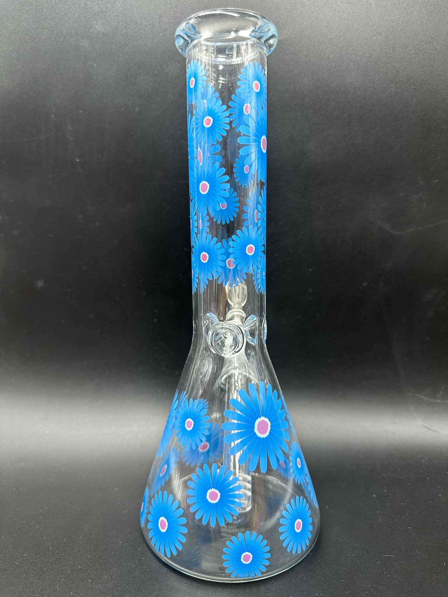 Blooming Flowers Glass Bong (25cm.)(Blue)