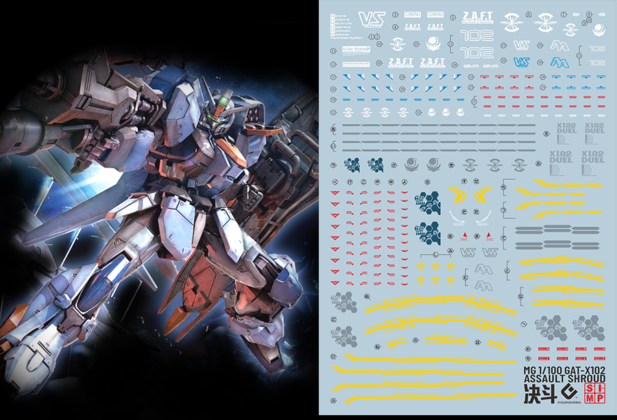 076 Water Decal MG1/100 Duel Gundam Assault Shroud ยี่ห่อ S.I.M.P. Model Decal