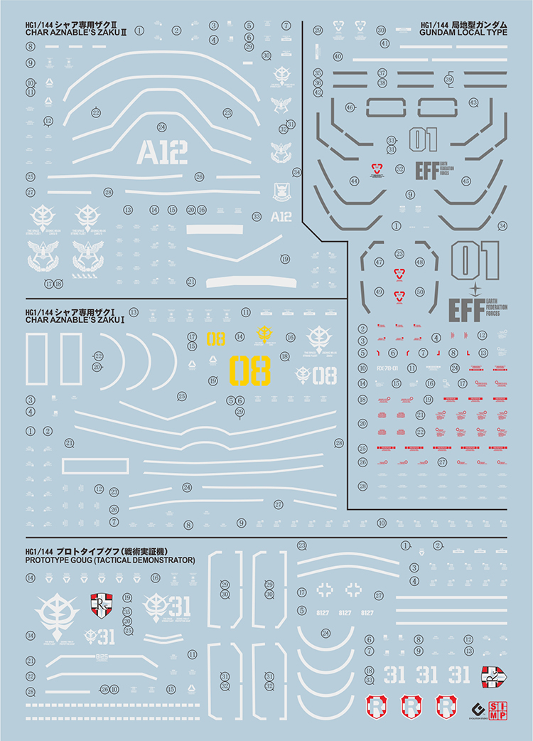 036 Water Decal HG1/144 Origin Series 01 ยี่ห่อ S.I.M.P. Model Decal