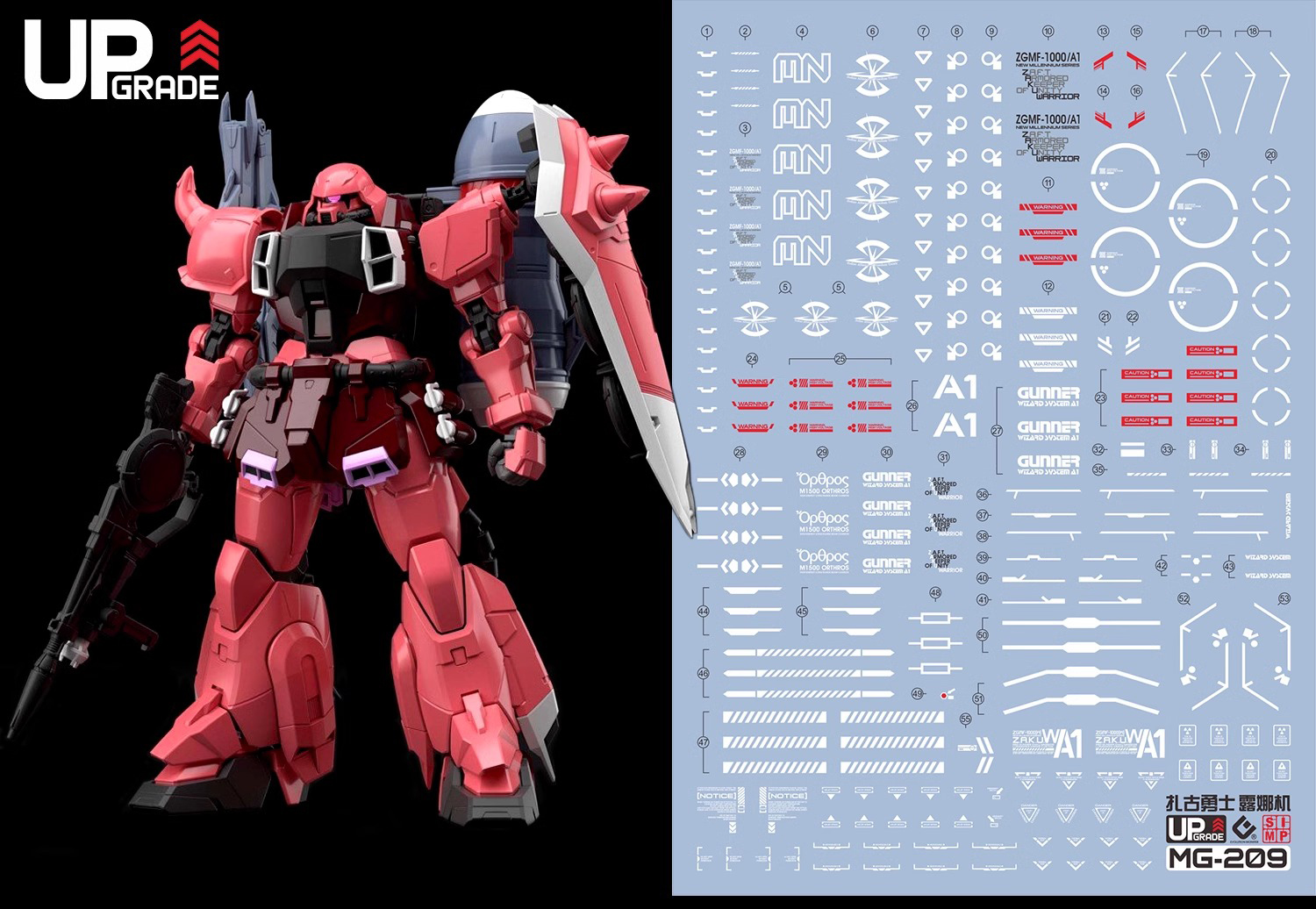 028 Water Decal MG1/100 Gunnner Zaku Warrior ยี่ห่อ S.I.M.P. Model Decal