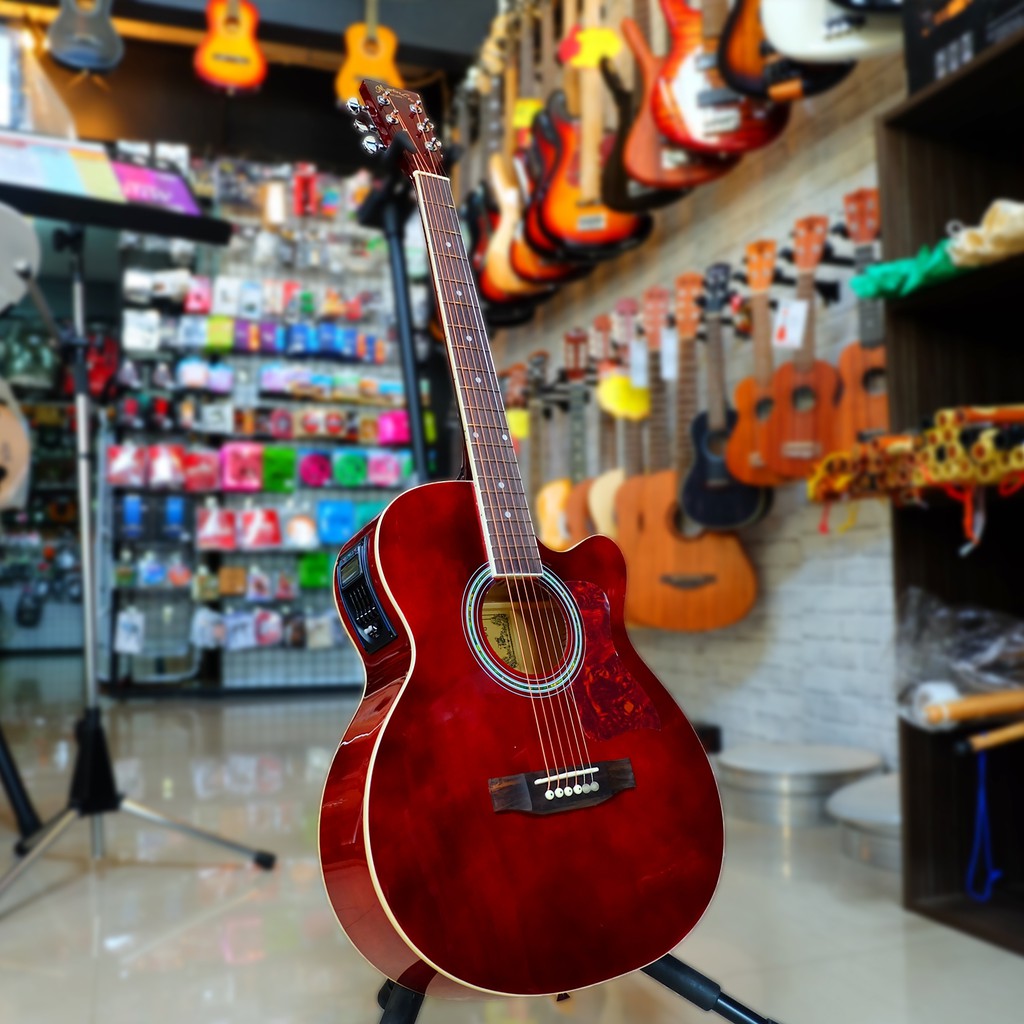 กีตาร์โปร่งไฟฟ้า มีจูนเนอร์ในตัว Martinlee รุ่น ML-408C สีโอ๊ค เสียงเพราะ เล่นง่าย ดีไซด์สวย แถมยังมีจูนเนอร์ในตัว