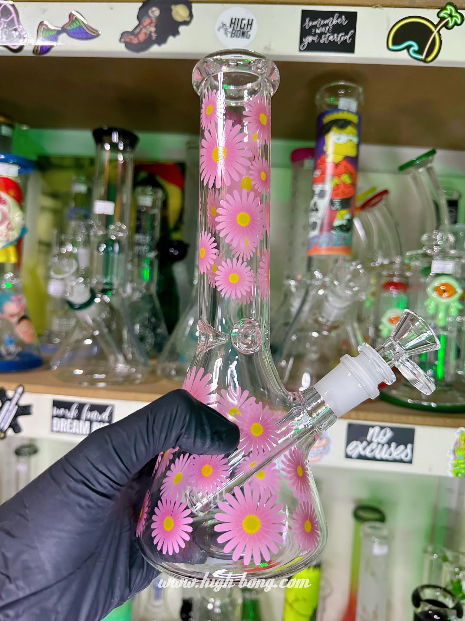 Blooming Flowers Glass Bong (25cm.)(Pink)
