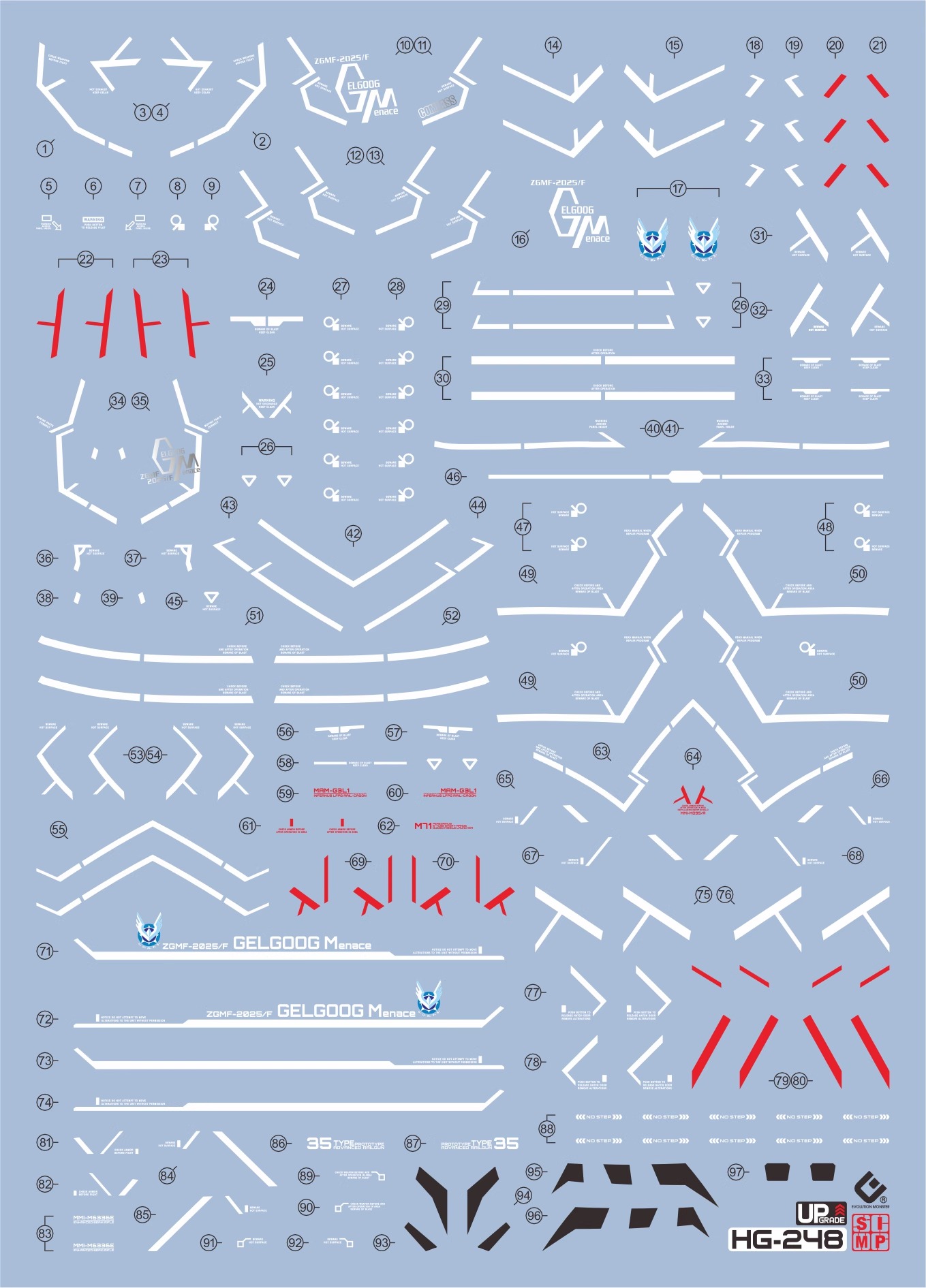 225 Water Decal HG 1/144 Gelgoog menace ยี่ห้อ S.I.M.P. Model Decal