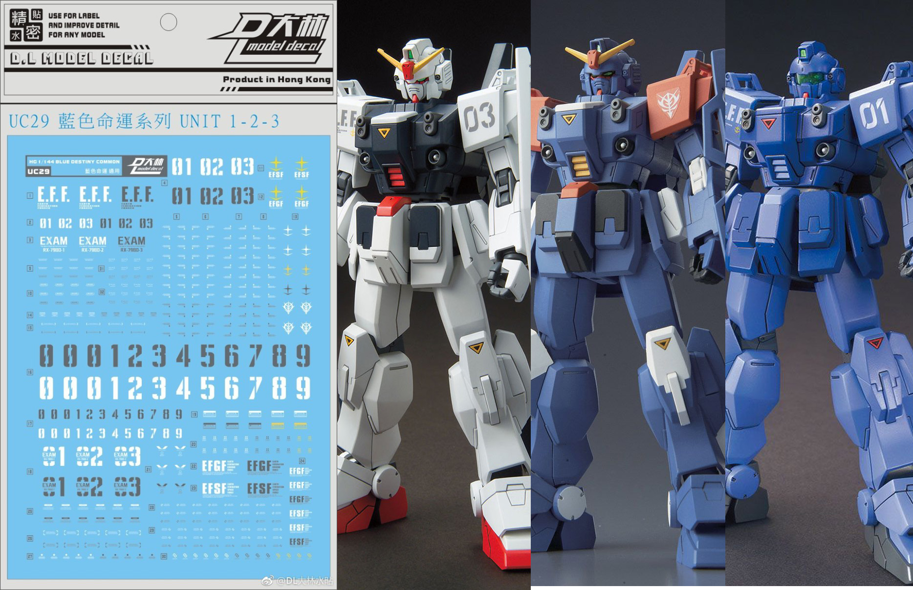 Decal UC29 HGUC1/144 Blue Destiny Unit 1,2,3 `EXAM` ยี่ห่อ DL-model