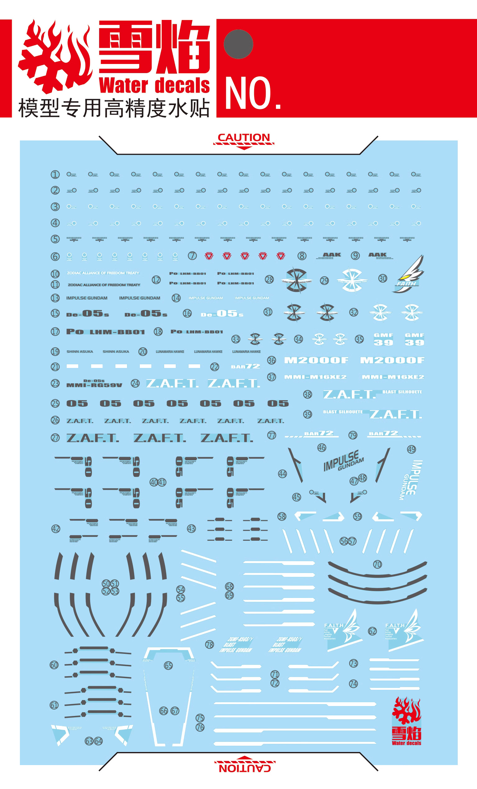 Decal 127 MG1/100 Blast Impulse Gundam ยี่ห่อ XY-model