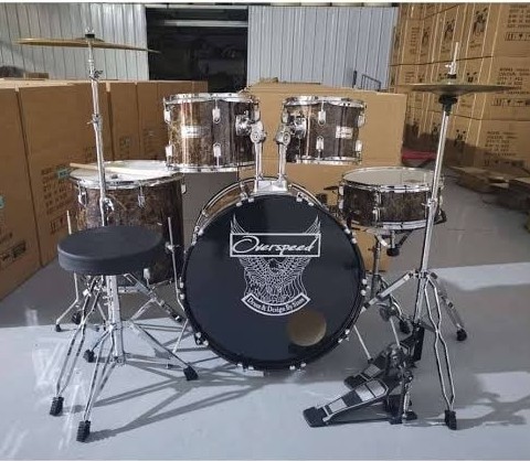 กลองชุดใหญ่ Overspeed สี Gradient ขอบโคเมี่ยม พร้อม ไม้กลอง / ประแจ / เก้าอี้กลอง