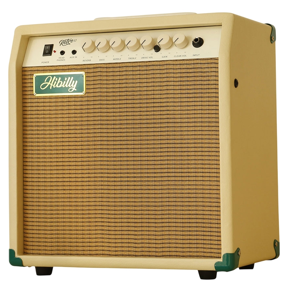 แอมป์กีต้าร์ Hibilly Retro 30R Cream 30 วัตต์ การออกแบบที่เรียบง่ายและคลาสสิก สามารถปรับแต่งเสียงให้เหมาะสมกับสไตล์การเล่น