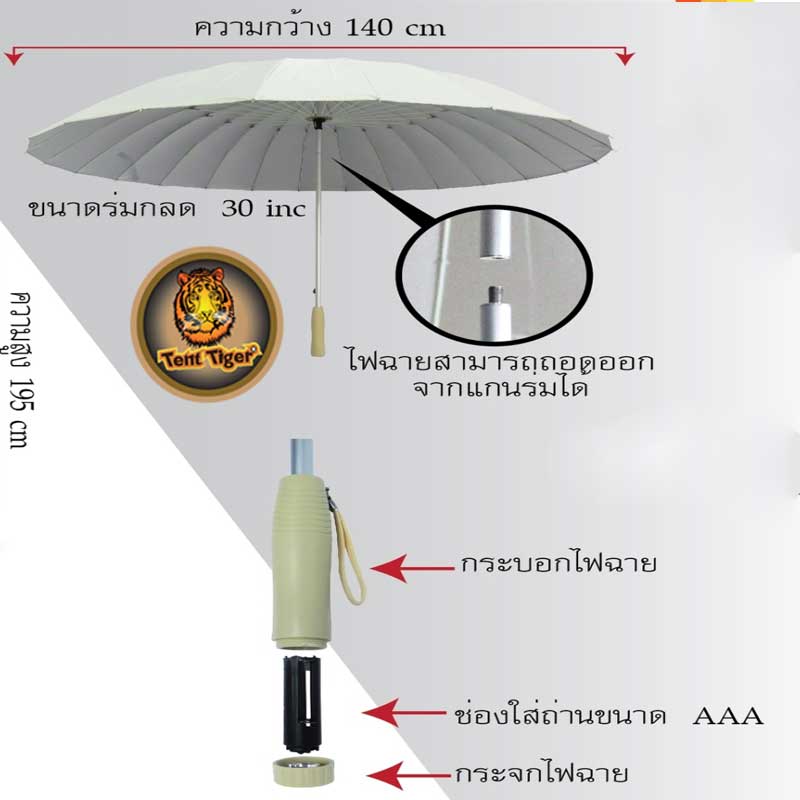 ร่มกลดแม่ชี รุ่น UM300-WT
