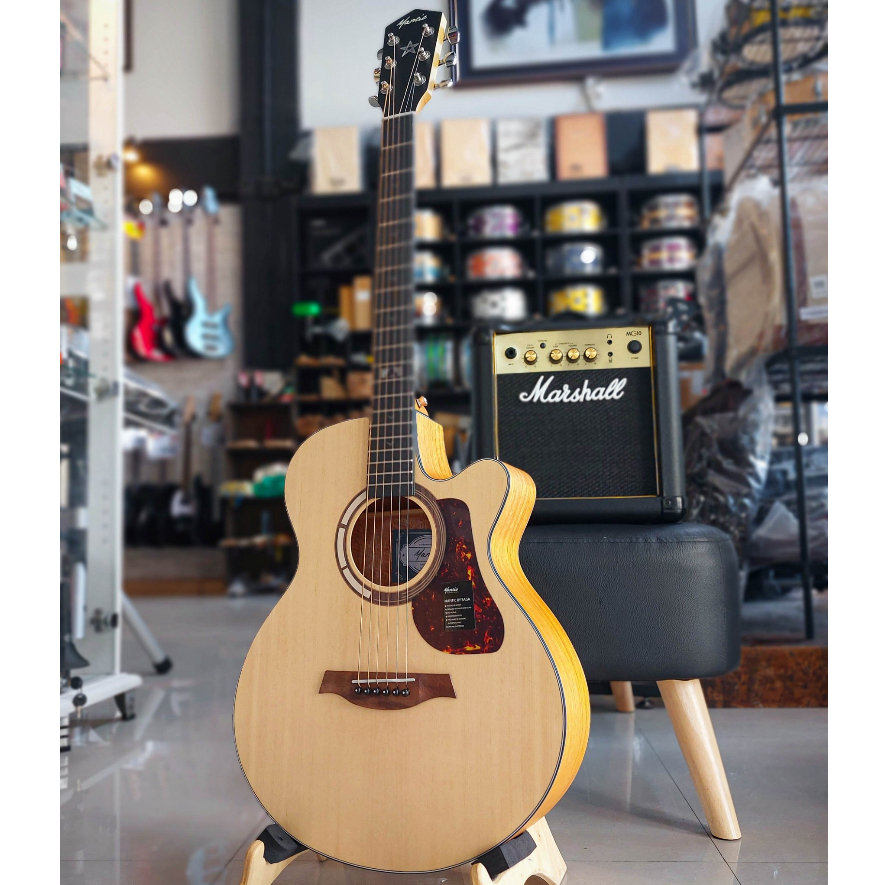 Mantic กีต้าร์โปร่งไฟฟ้า GT-1AC / GT-1ACE กีต้าร์โปร่ง สีไม้ 40 นิ้ว พร้อมกระเป๋า ปิ๊ก4อัน/ใบคอร์ด/ประแจ คาโป้