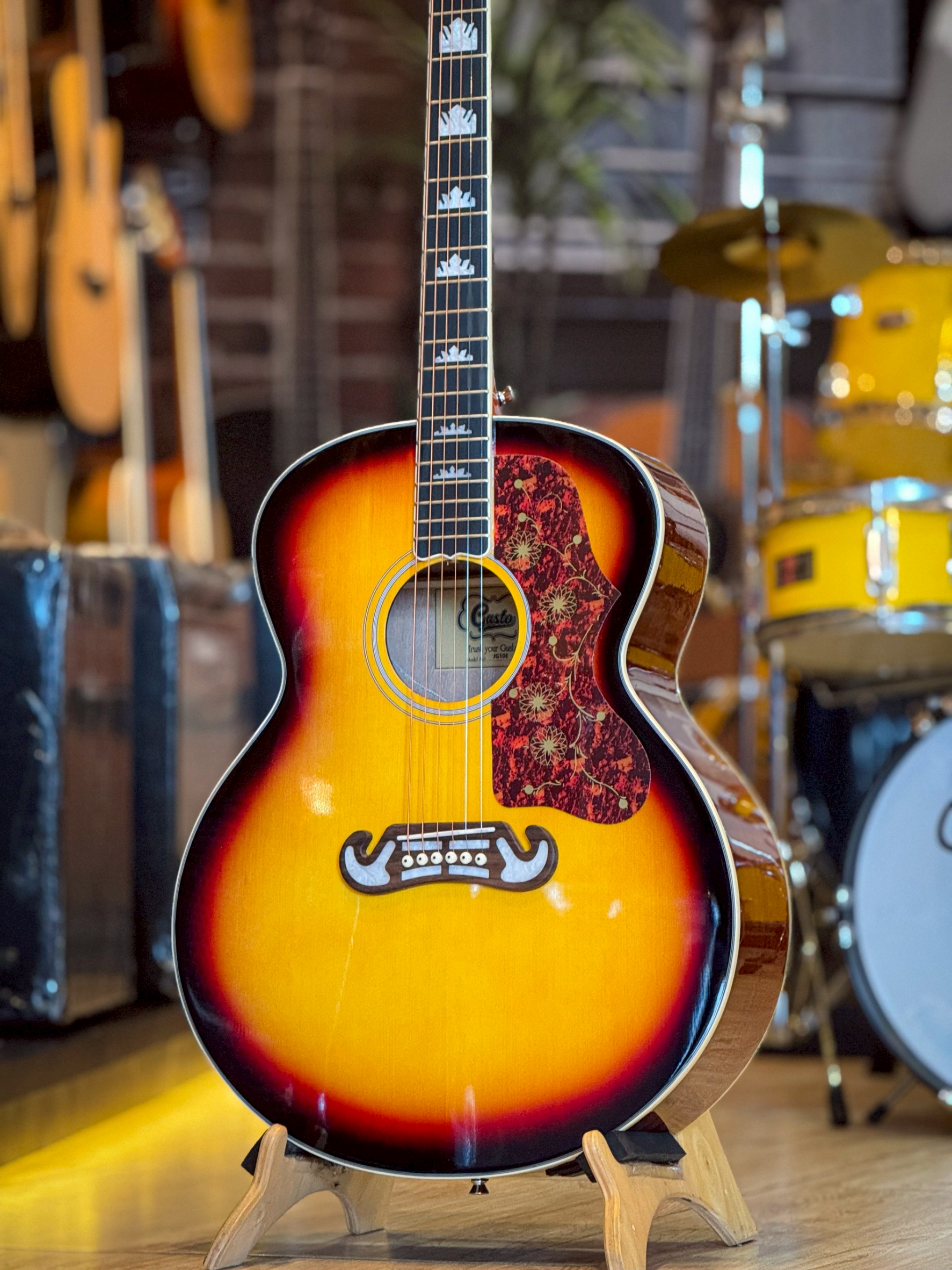 กีตาร์โปร่งไฟฟ้า Gusta JG10E II ขนาดจัมโบ้ 42 นิ้ว เสียง กังวาน หางเสียงยาว ภาคไฟฟ้า Gusta GT-18