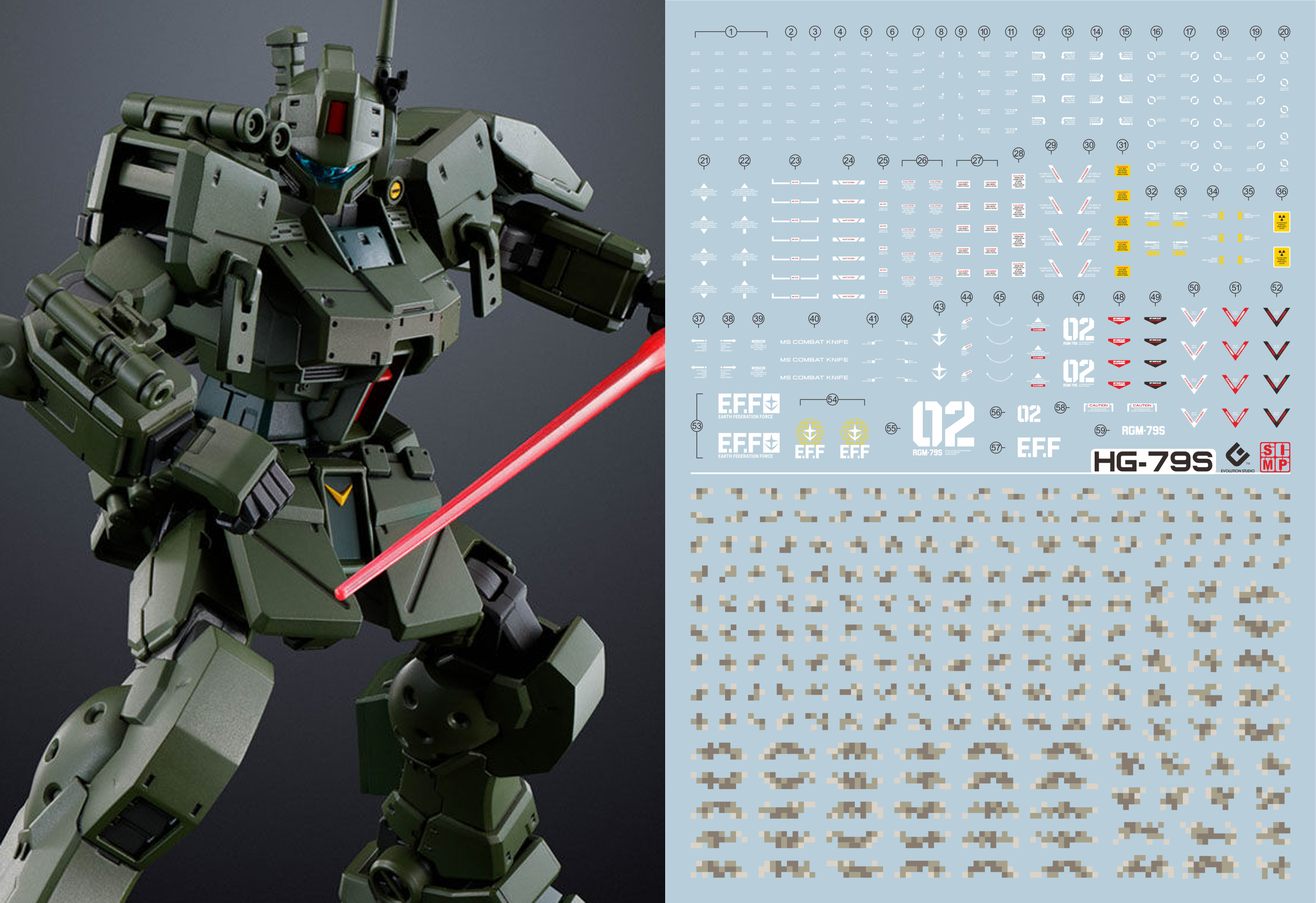 192 Water Decal HG1/144 RGM-79S GM Spartan ยี่ห่อ S.I.M.P. Model Decal