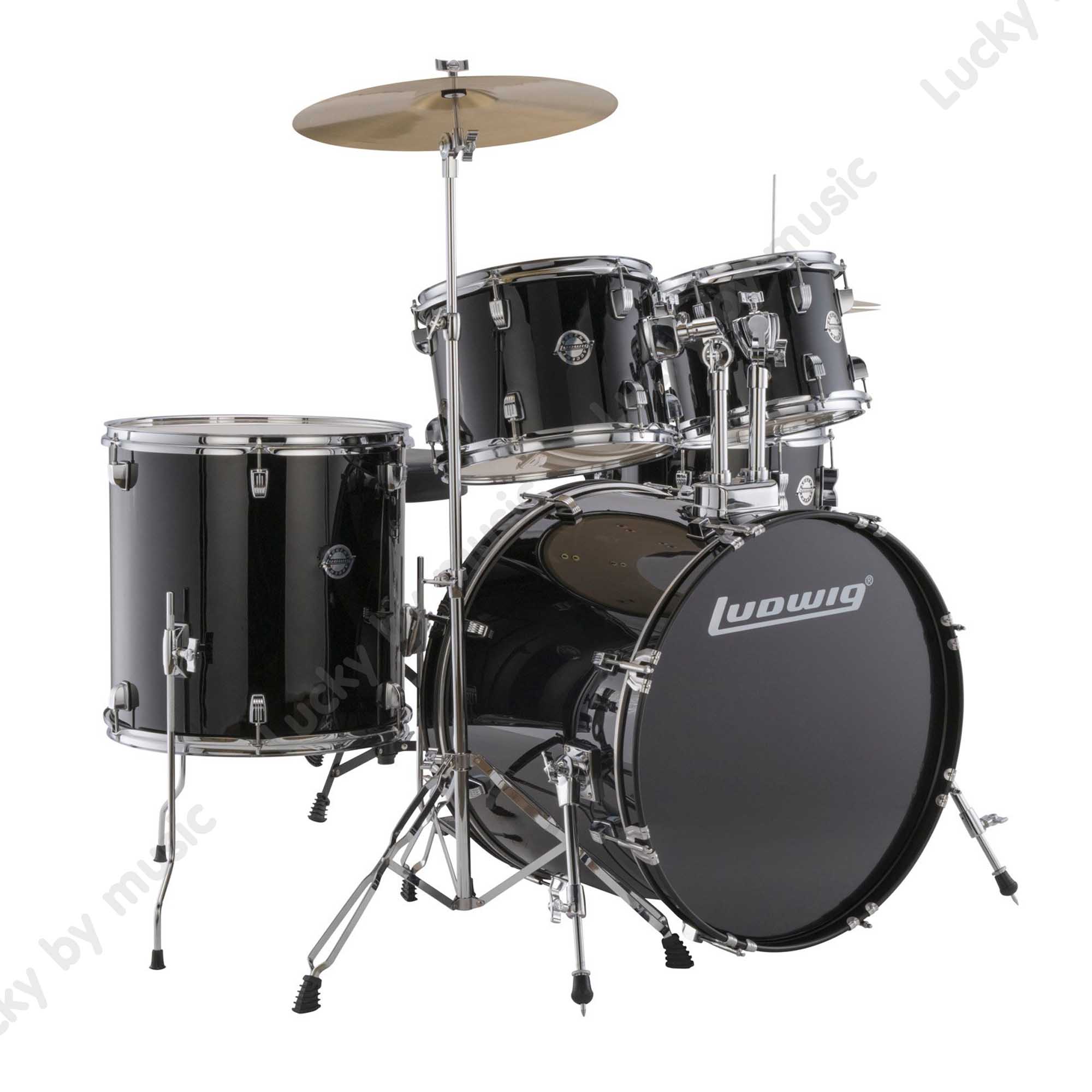Ludwig Accent LC175 สีดำ (5Pcs Drum with 13 Hihat + 16 Crash) กลองชุดใหญ่พร้อมอุปกรณ์ ครบชุด - ลักกี้บายมิวสิค