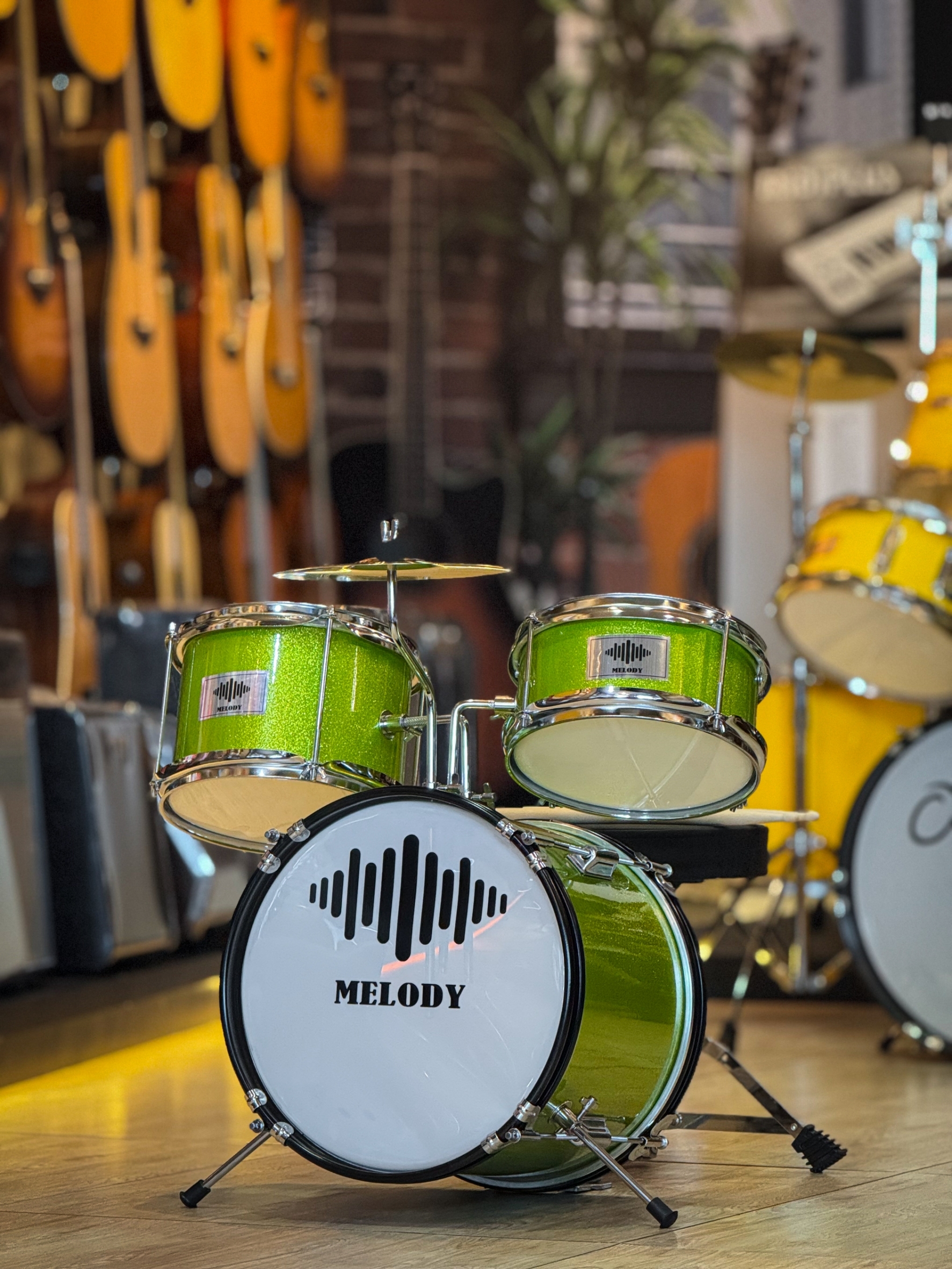 กลองชุดเด็ก MELODT SET 3 ใบ สีเขียว ครบชุด (สำหรับเด็ก1-10 ปี)