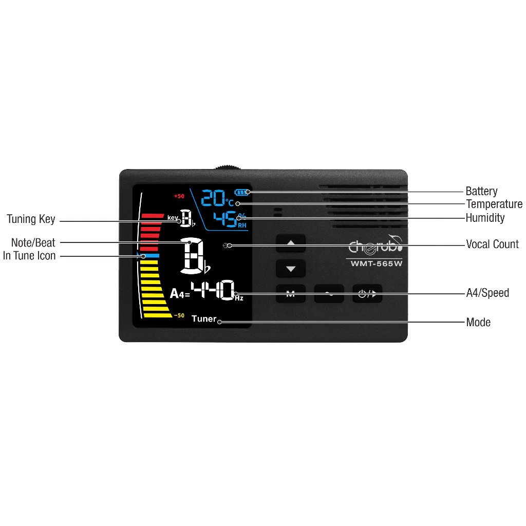 Cherub เมโทรนอมจูนเนอร์เครื่องเป่า รุ่น WMT-565W “5 in 1” Metronome Tuner จูนเนอร์ วัดความชื้น อุณหภูมิ เครื่องเป่า