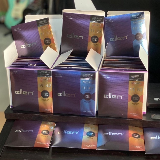 Ellen สายกีต้าร์โปร่งเคลือบกันสนิม NANOWEB กันสนิม เบอร์ 11