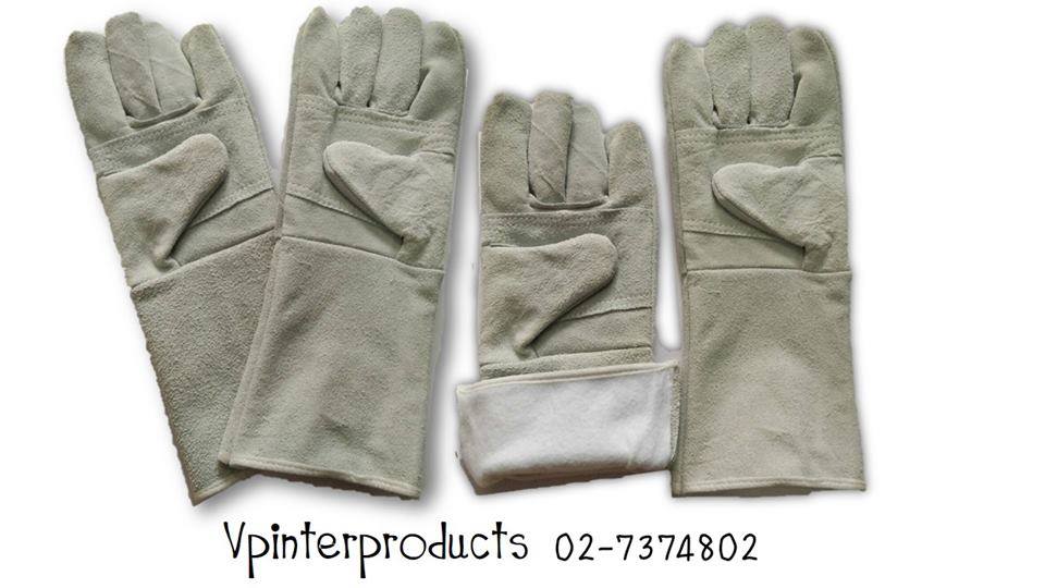 ถุงมือหนังแบบยาว มีซับในกันความร้อน ยาว 14 นิ้ว ราคาขายส่ง 150 บาท