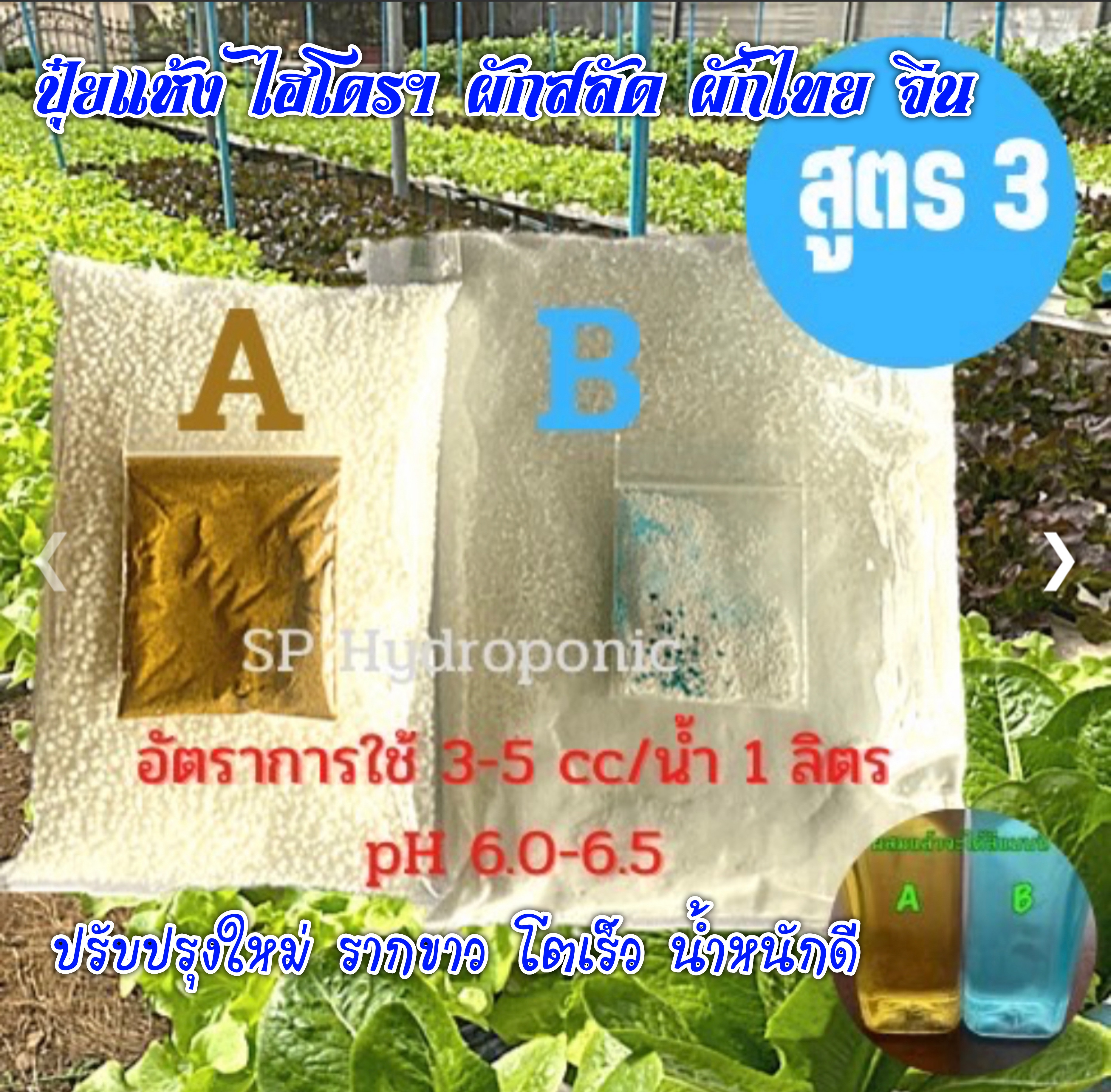 ปุ๋ยแห้ง AB ผักสลัดฯ สูตร 3 ชุดคู่ 20 ลิตร