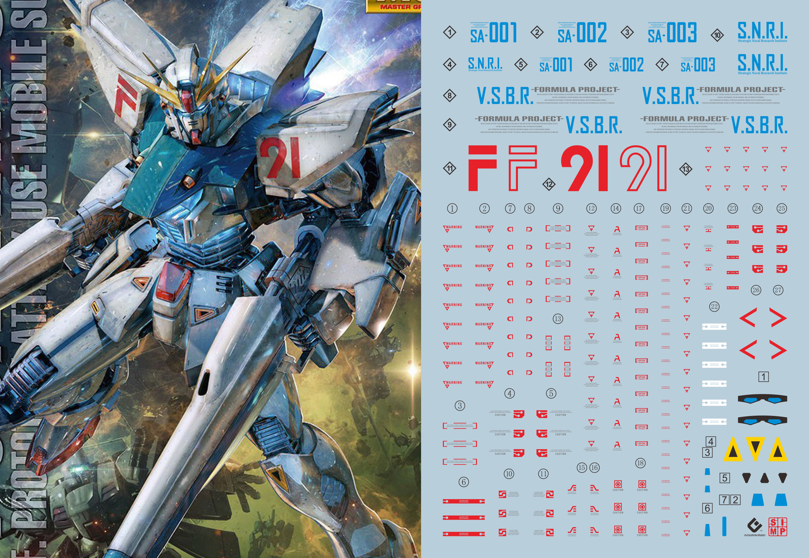 084 Water Decal MG1/100 Gundam F91 ยี่ห่อ S.I.M.P. Model Decal