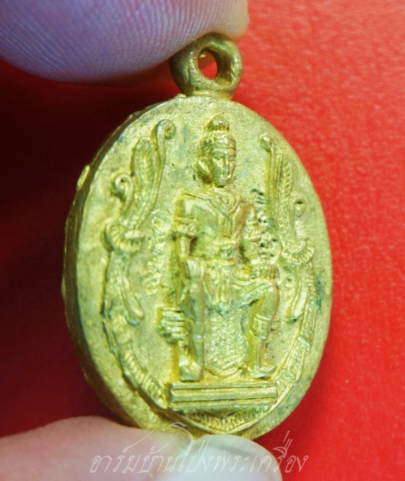 เหรียญหล่อ หลวงพ่อบ้านแหลม วัดเพชรสมุทร สมุทรสงคราม หลัง คุณพ่อพระร่วงเจ้า เนื้อระฆัง(องค์ที่1)