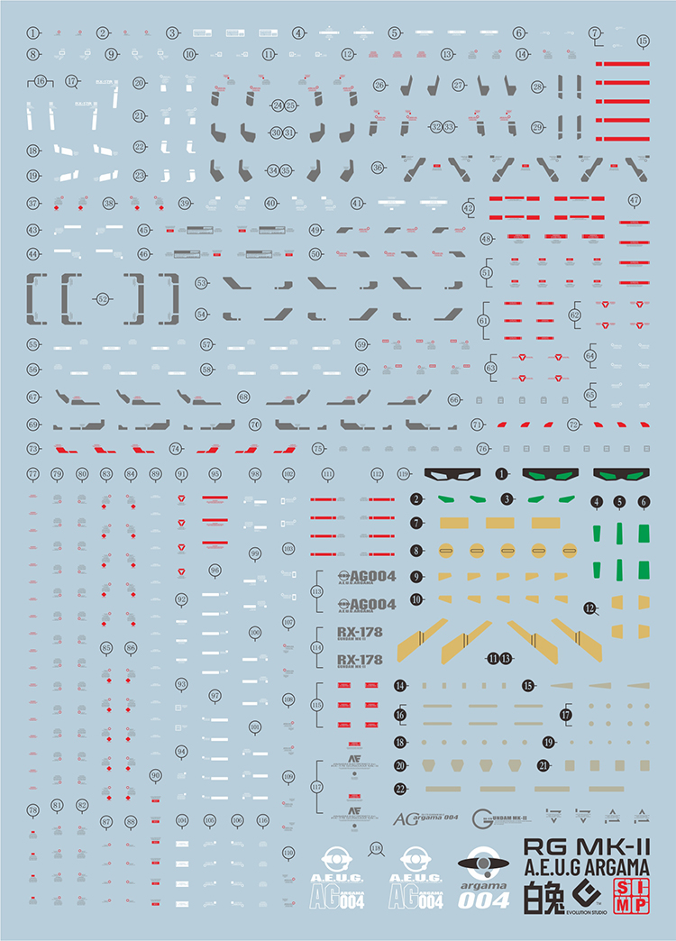 093 Water Decal RG Gundam MKII A.E.U.G. ยี่ห่อ S.I.M.P. Model Decal
