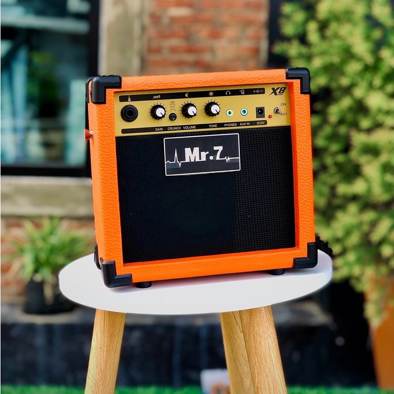 Mr.7 รุ่น X8 สีส้ม แอมป์กีต้าร์ ขนาดพกพา มีช่องเสียบหูฟัง - ช่อง Aux in เลือกสีได้