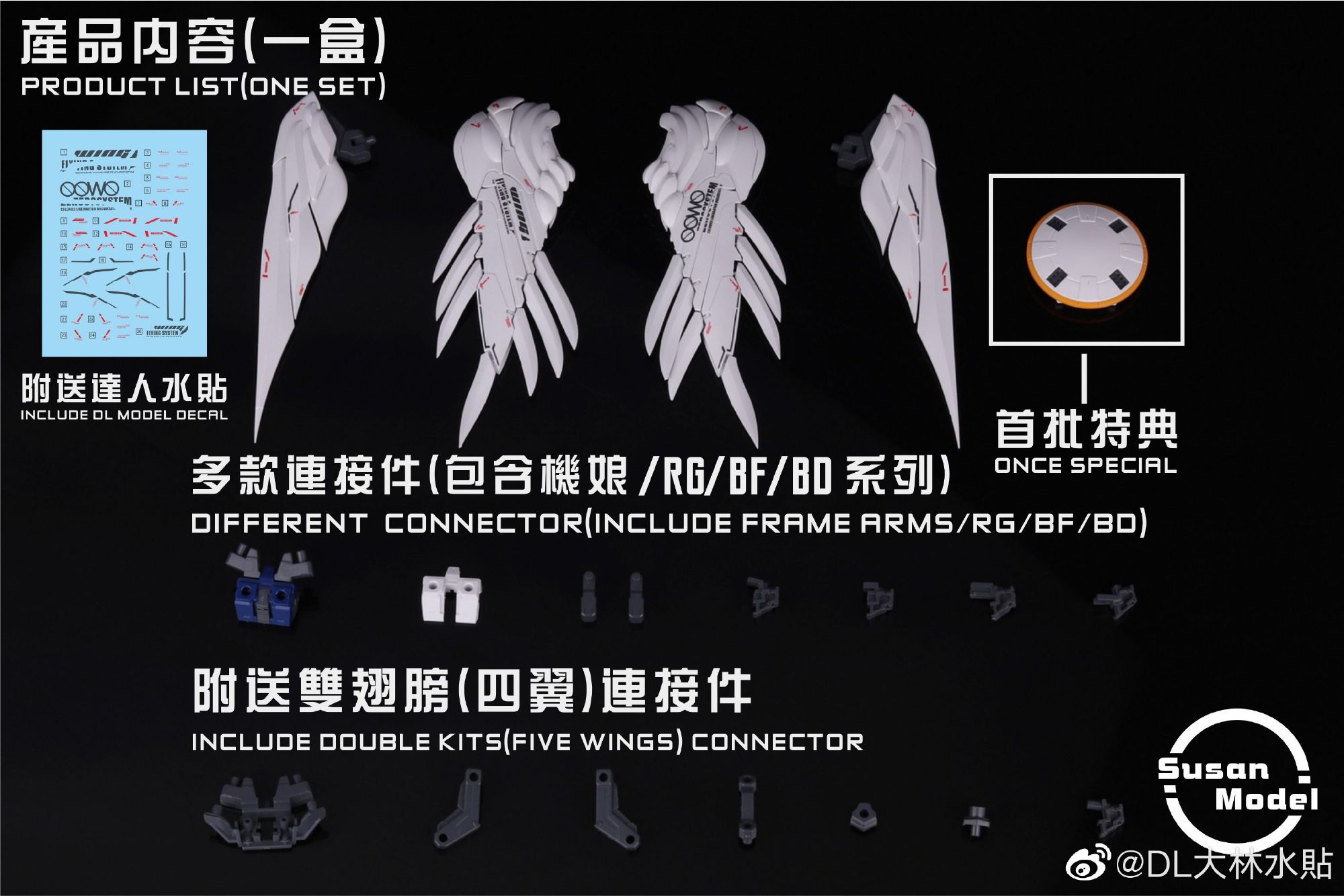 (Susan model) ชุดแต่ง Wing Fluegel Kit For RG&HG1/144 สีขาว