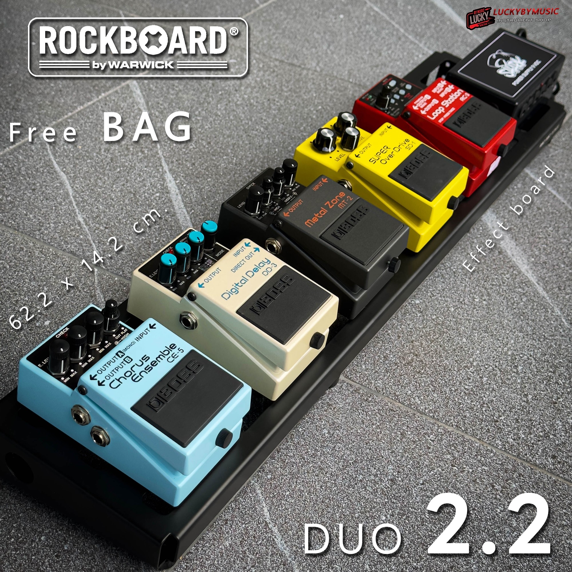 RockBoard duo 2.2 กระเป๋าใส่เอฟเฟค +บอร์ดใส่เอฟเฟค กระเป๋าเอฟเฟค บอร์ดเอฟเฟค