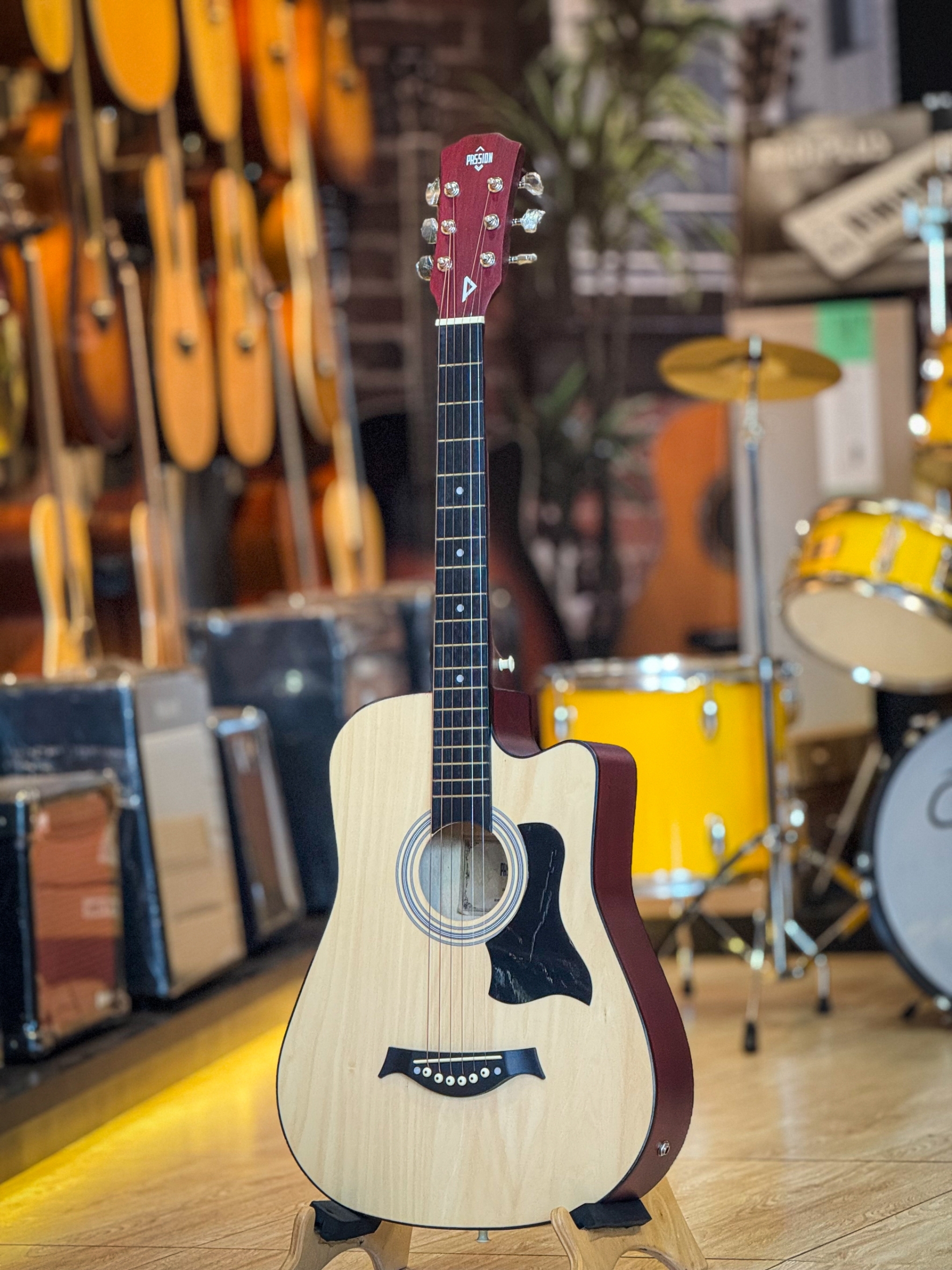 📸 กีต้าร์โปร่ง Passion รุ่น RETRO 38 นิ้ว มีเหล็กขันคอ เสียงใส วินเทจ เล่นง่าย ✅ ฟรี กระเป๋า+ปิ๊ก2อัน+ประแจ