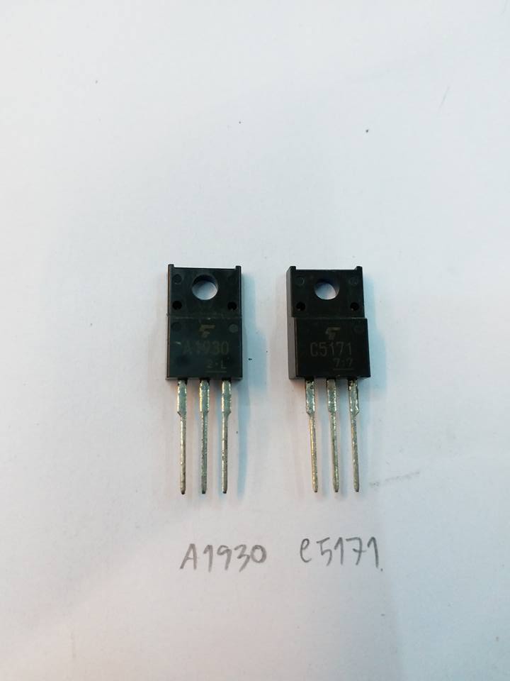 ขาย 2SA1930 + 2SC5171 ยี่ห้อ โตชิบ้า TOSHIBA ตัวถัง TO-220F ทรานซิสเตอร์ TRANSISTOR A1930 + C5171 ราคา คู่ล่ะ . . . หน่วย บาท