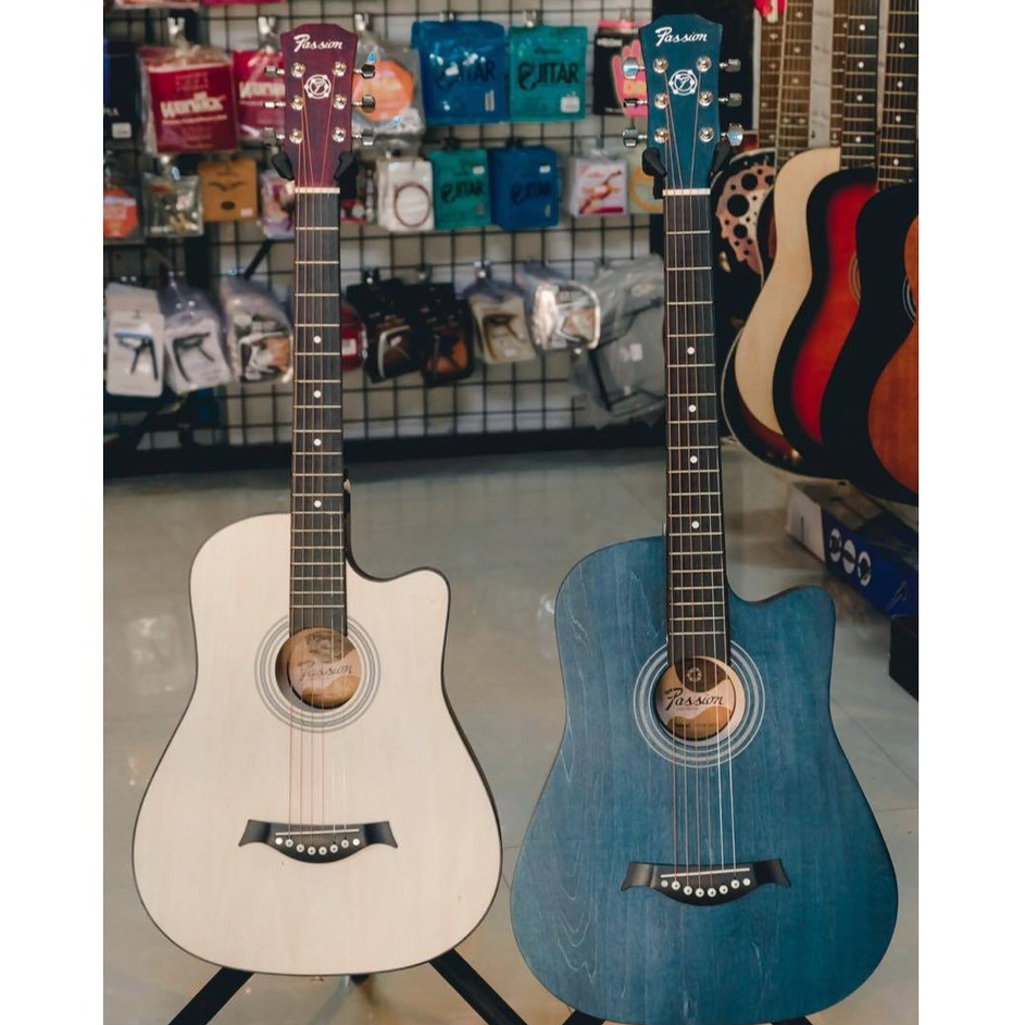 📸 กีต้าร์โปร่ง Passion รุ่น RETRO 38 นิ้ว มีเหล็กขันคอ เสียงใส วินเทจ เล่นง่าย ✅ เลือกเซต