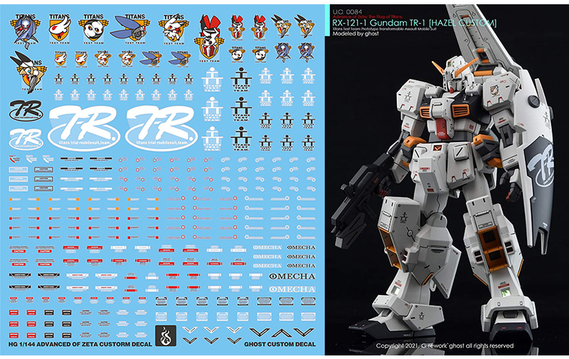 Water Decal 062 HG Gundam TR-1 (Hazel Custom) ยี่ห่อ Ghost-Decal