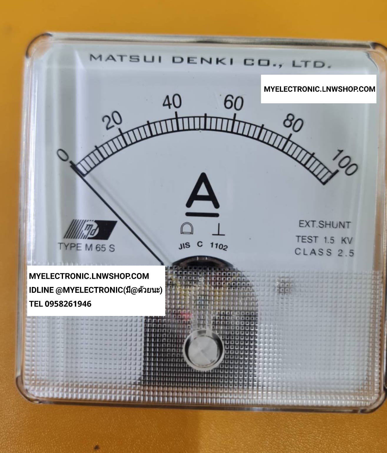 ขาย มิเตอร์100A DC EXT.SHUNT รุ่น M65S PANAL METER มิเตอร์ 100A SIZE ขนาด 80×80MM. ขนาดเส้นผ่านศูนย์กลาง กลม ด้านหลัง65MM. ยี่ห้อ MATSUDENKI MADE IN JAPAN MD ของแท้ ราคา ตัวละ . . . . หน่วย บาท