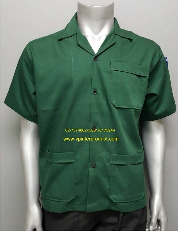เสื้อช่าง เสื้อช็อบ แขนสั้น สีเขียว สีขาว สีกรมท่า สีเทาสีเลือดหมู สีน้ำตาล สีฟ้า ราคาถูก พร้อมส่ง