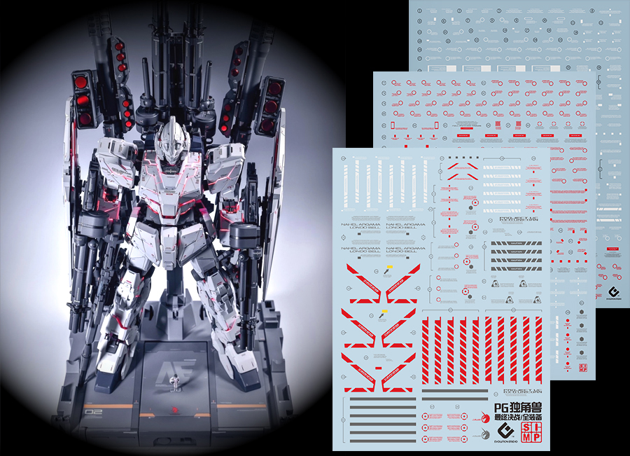 080 Water Decal PG1/60 Full Armor Unicorn Gundam ยี่ห่อ S.I.M.P. Model Decal