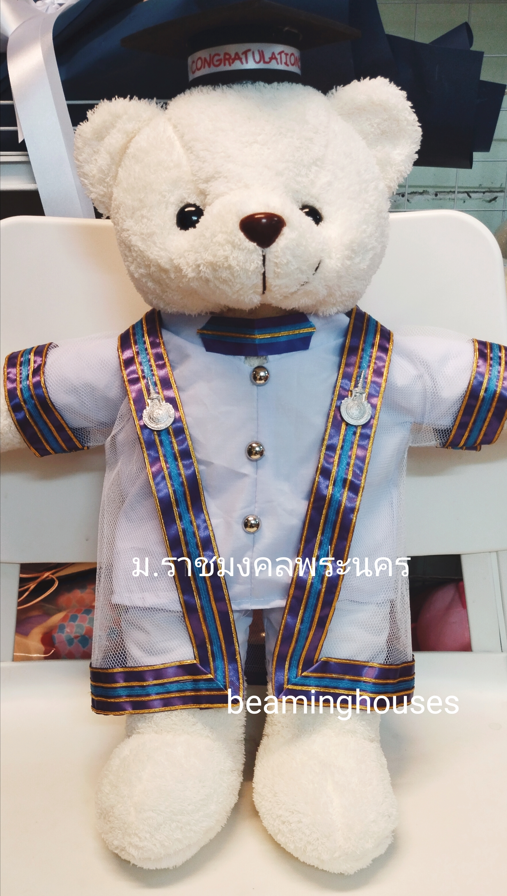 หมีรับปริญญาม.ราชมงคลพระนคร สูง 45cm