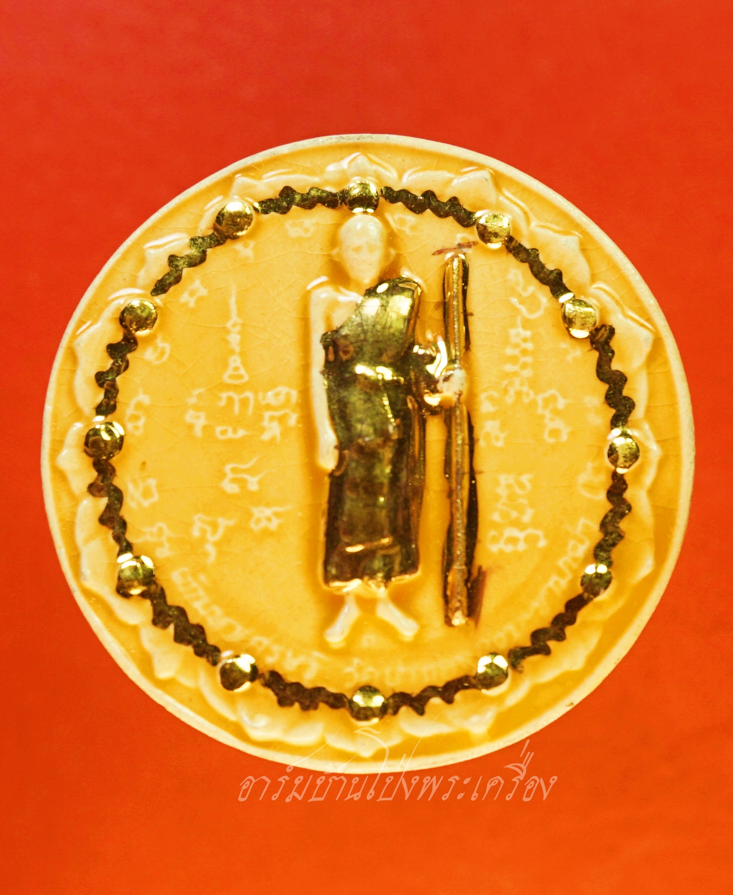 หลวงปู่ศุข วัดปากคลองมะขามเฒ่า หลังจตุคาม เนื้อกระเบื้องเคลือบ(องค์ที่1)