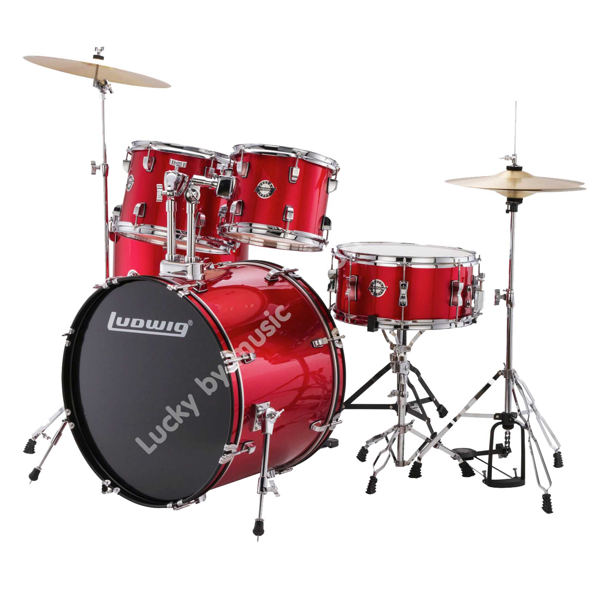 Ludwig Accent LC175 สีแดง (5Pcs Drum with 13 Hihat + 16 Crash) กลองชุดใหญ่พร้อมอุปกรณ์ ครบชุด - ลักกี้บายมิวสิค