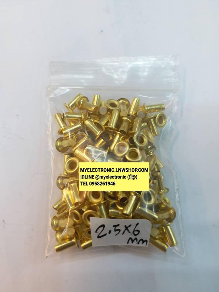 ขาย ตาไก่ เส้นผ่านศูนย์กลาง อ้วน 2.5มม.ยาว6มม.(2.5×6MM)ถุงละ100ตัว ตาไก่ทองเหลือง ราคา ตัวละ บาท