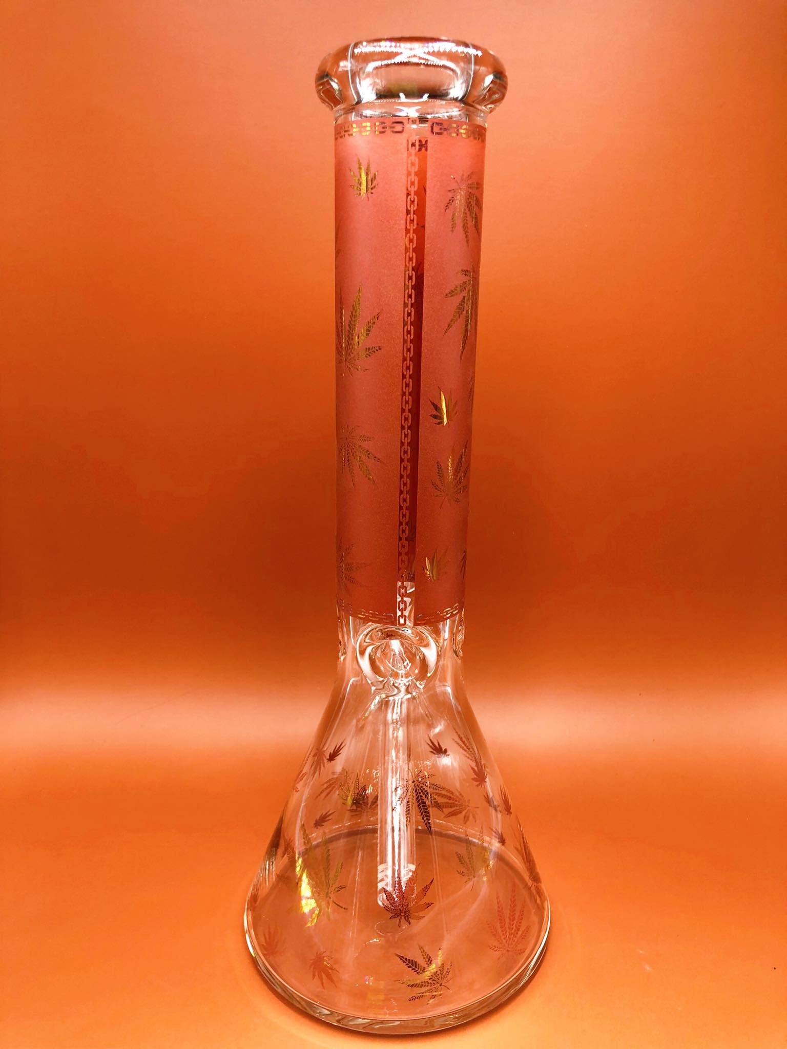 Ganja Leaf Glass Bong (Red)