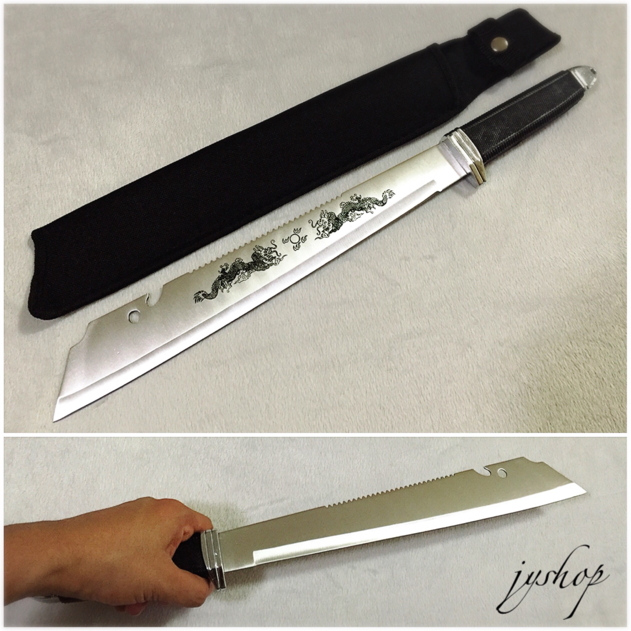 มีดยาว มีดเดินป่า มีดหัวตัด ลายมังกร