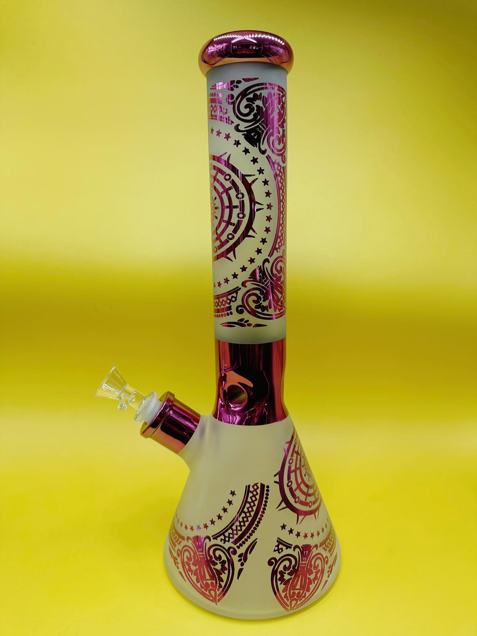 Pink Sun Star Glass Bong (7mm.)