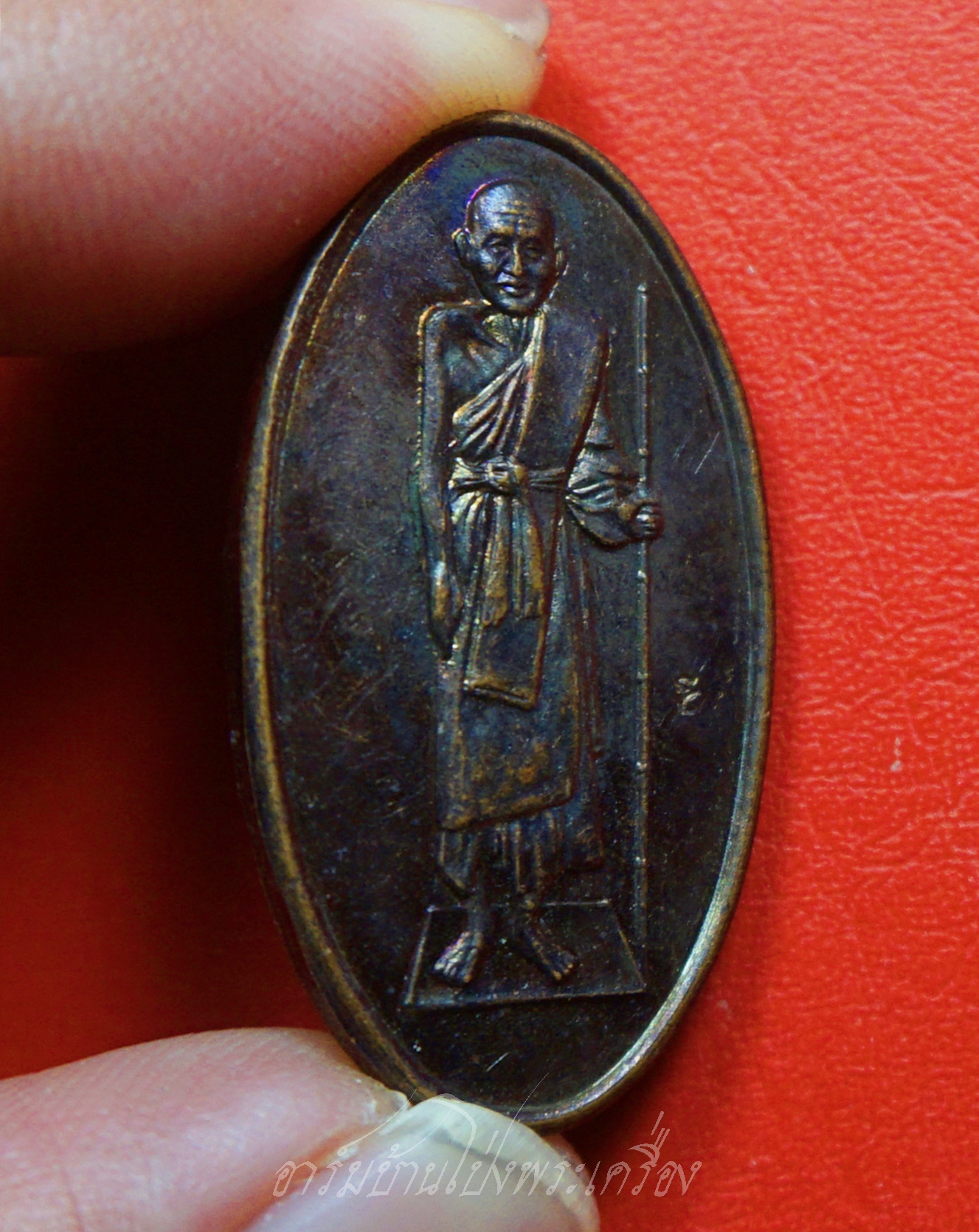 หลวงปู่ศุข วัดปากคลองมะขามเฒ่า ปี๒๕๓๗ ตอกโค๊ตยันต์ตัว"นะ" เนื้อทองแดงรมดำ(องค์ที่2)