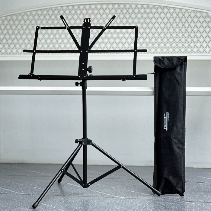 ขาตั้งวางโน้ต Rocky พร้อม กระเป๋าใส่ขาตั้ง สแตนโน็ต สแตนโน๊ต( ขาตั้งโน๊ตเพลง , ขาตั้งโน้ต , music stand )