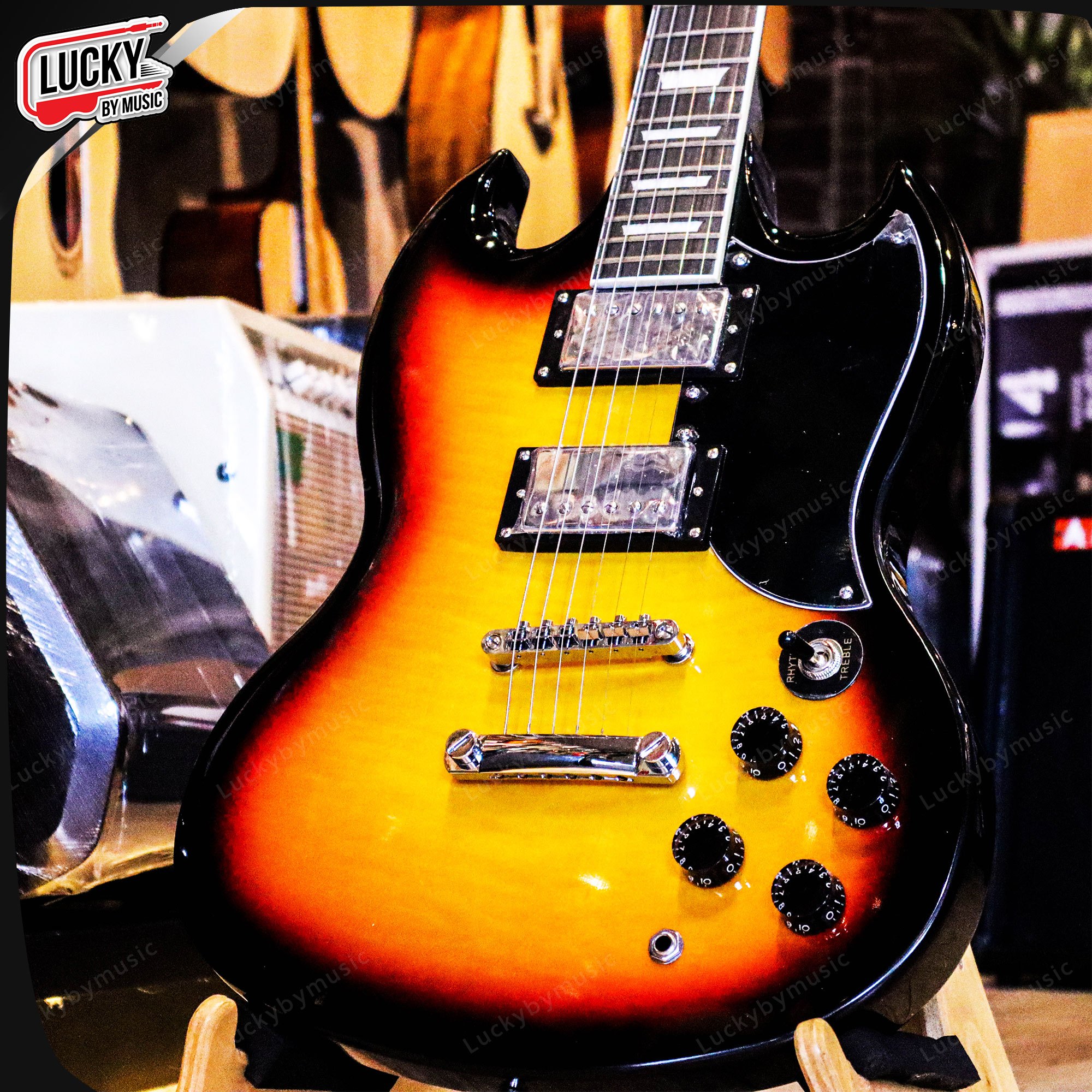 กีต้าร์ไฟฟ้า Siam Music ทรง SG ปิ๊กอัพ HH เลือกสีได้ กีตาร์ไฟฟ้า [ กระเป๋า+ปิ๊ก2อัน+สายแจ็ค+ประแจ]